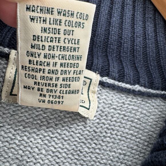 LL Bean Sweater Mens Large Gray 1/4 Zip Pullover Coastal Cotton Pullover Knit - Picture 5 of 6